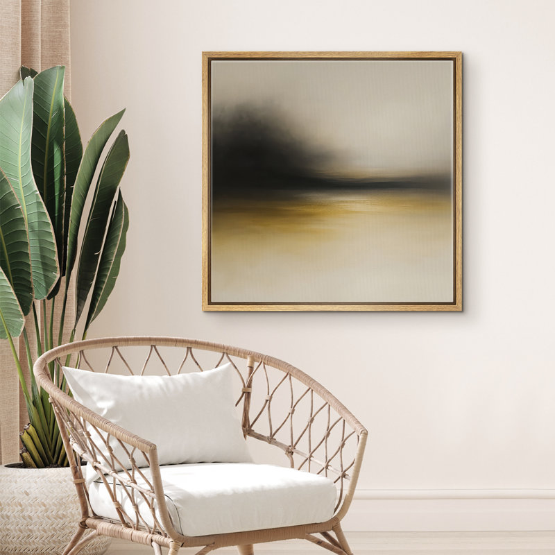 Reproduction de paysage abstrait encadrée d'art mural sur toile pour décor moderne neutre, Naturel, H 16 po x l 16 po