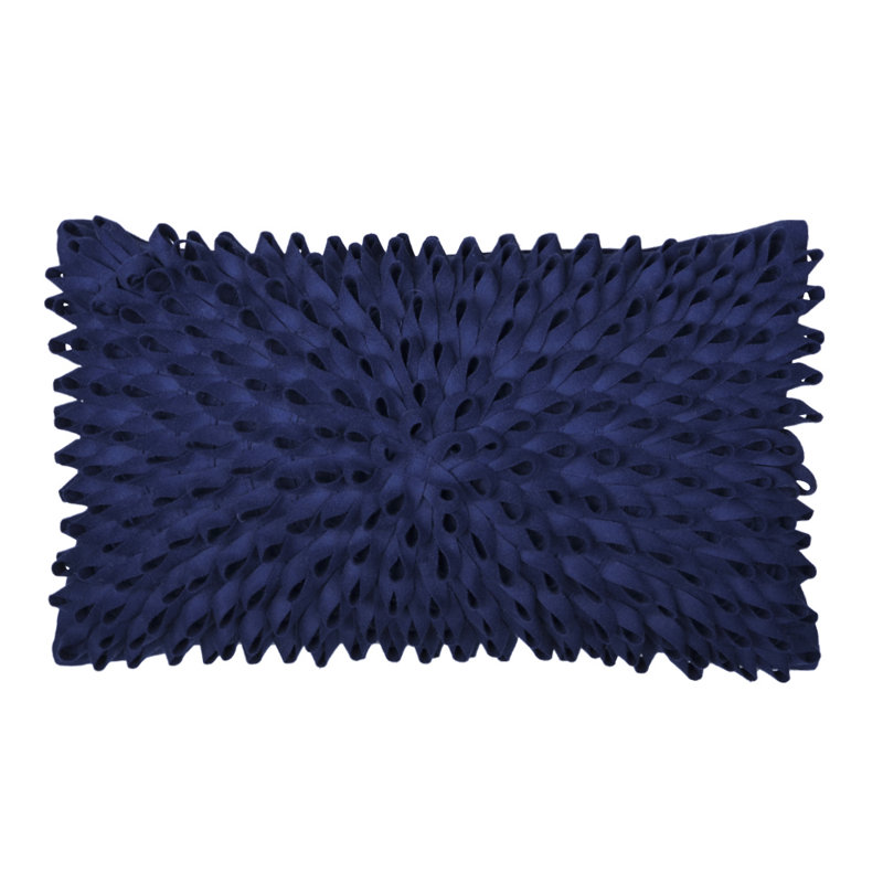  Rectangular Accent Pillow Cover Embroidered Throw Pillow Case Simulation Applique Cushion Cover, Navy Blue