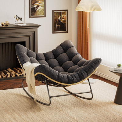 Nechuma Upholstered Rocking Accent Chair, Oversize Papasan Chair by Latitude Run