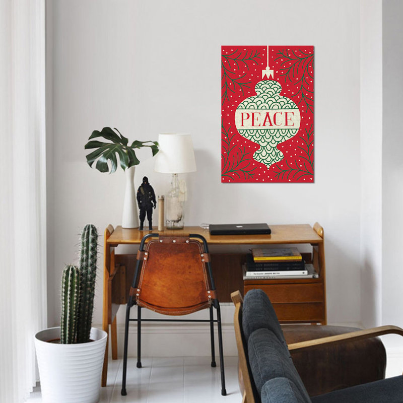 «  : paix », reproduction d’impression sur toile Jolly Holiday Ornaments Series, H 12 po x l 8 po x P 0,75 po, Toile tendue
