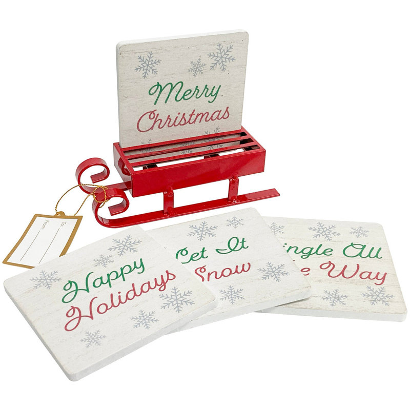 Christmas Sleigh Coaster Set