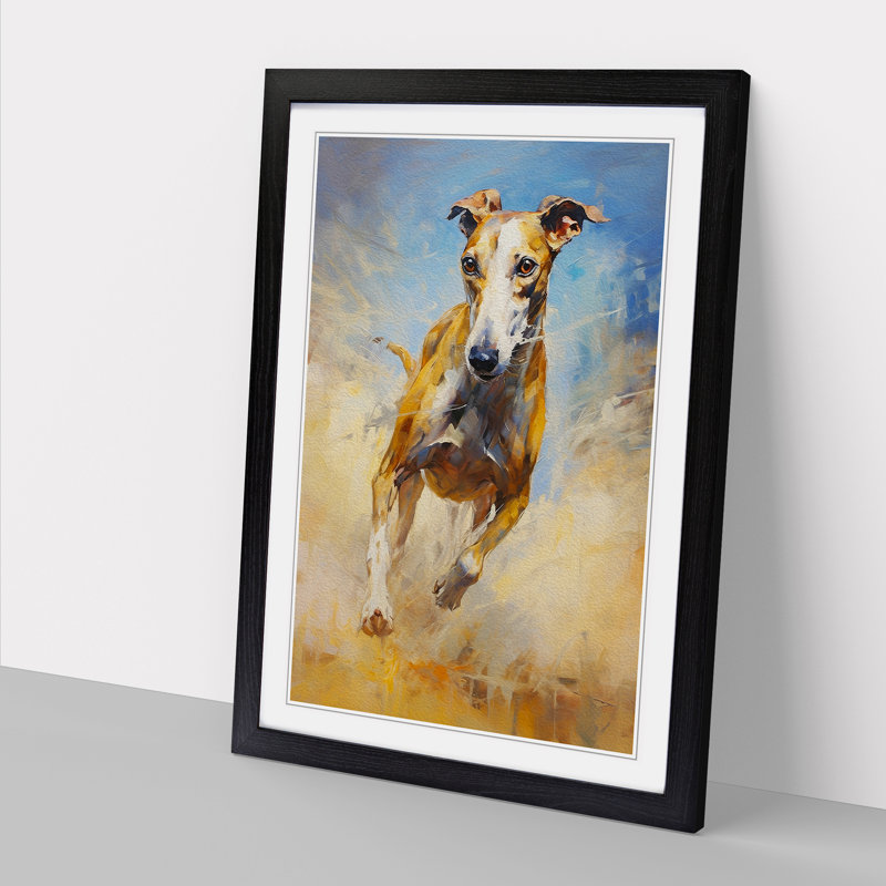 Greyhound Impressionism - Single Picture Frame Print on Wood