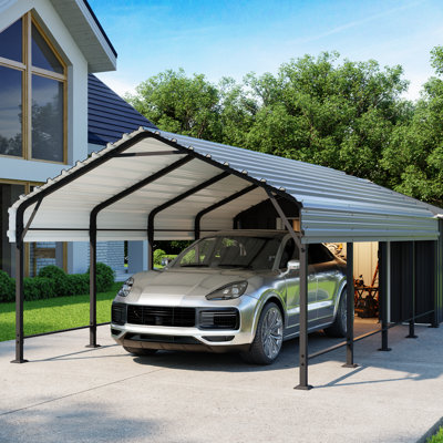 12 Ft. W X 20 Ft. D Heavy Duty Carport with Galvanized Steel Roof