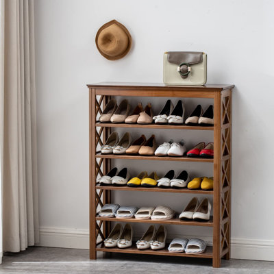 Classic 6-Tier Bamboo Shoe Rack - Durable Organizer For Closet, Bedroom, Living Room