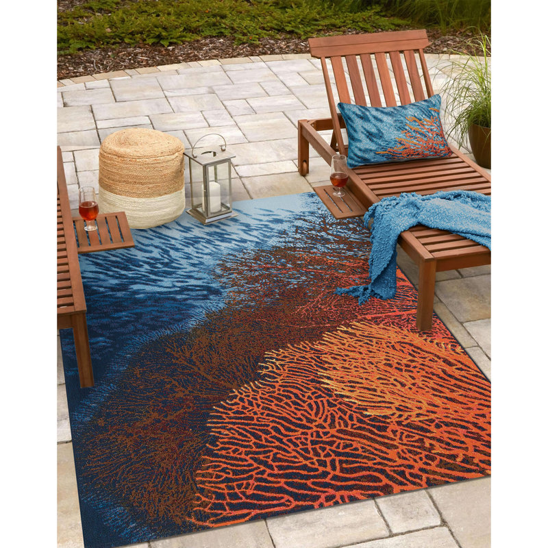  Housse de coussin d'extérieur carré Marina Coral, 12 po x 18 po