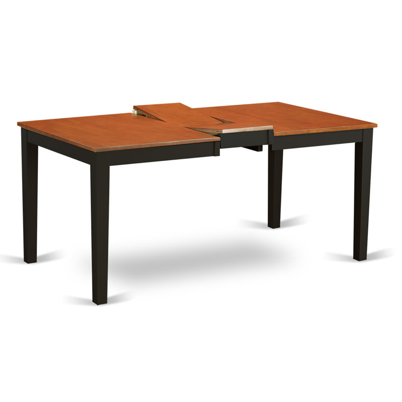 6 Piece Dining Set Contains a Rectangle Dining Room Table with Butterfly Leaf and 4 Kitchen Chairs with a Bench, Black & Cherry