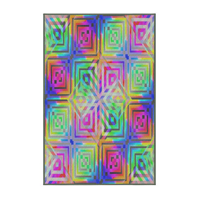 Tapis vert/rose/bleu à motif