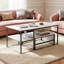 105Cm Modular Coffee Table Set (Set Of 2), Nesting C-Table With Multi-Level Shelves, Wood Grain, Gold & Black