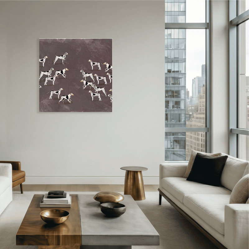 Nature Inspired Modern Ensemble: Sleek Hound Soirée, 48" H x 48" W, Wrapped Canvas, Does Not Apply