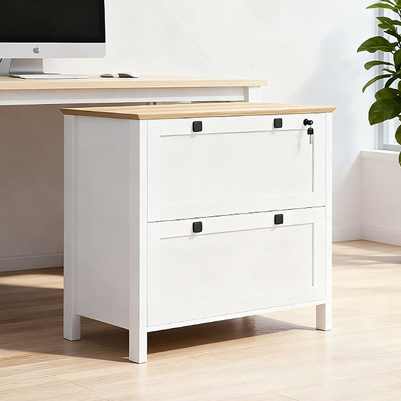 Lateral File Cabinet,Filing Cabinet with Adjustable Hanging Bar,For Home and Office, White/Oak