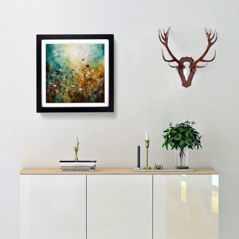 Meadow Abstract Art No.1 - Framed Print, Black