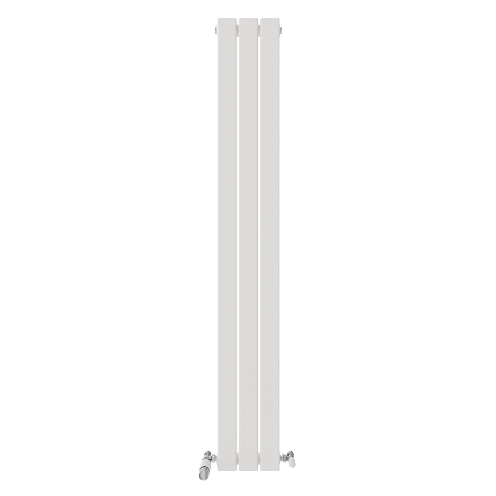 iBathUK Belgravia Vertical Single Slim Flat Panel Radiator Angled Valve