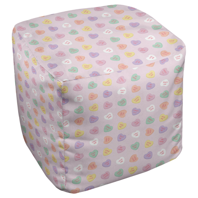 Upholstered Pouf, Pink