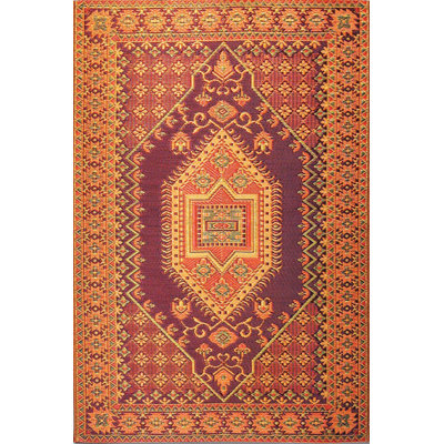 Oriental Turkish Polypropylene Rug Reversible Rust Outdoor, UV Resistant, 100% Recycled Material