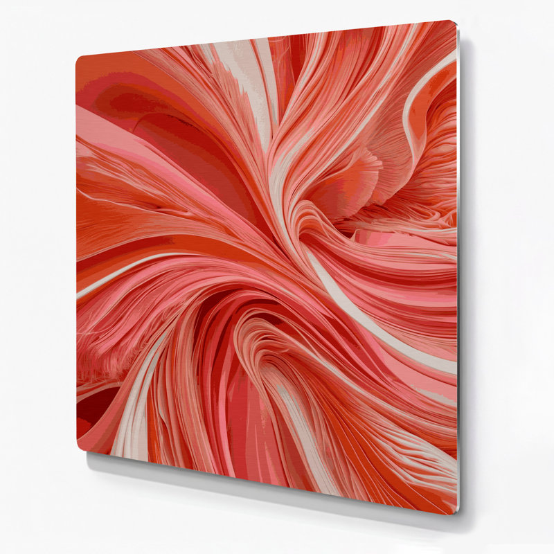 Abstraction numérique 5, art mural en métal rouge, H 16 po x l 16 po