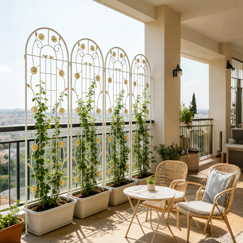 Support extérieur en treillis de fer antirouille pour plantes grimpantes