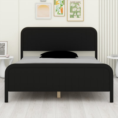 Wood Platform Bed Frame with Headboard & Slats