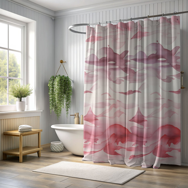Pink Wave - Premium Shower Curtain, 74"H x 71"W