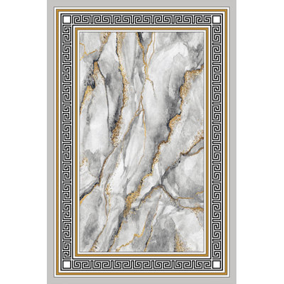 Tapis tissé de qualité supérieure, 100% polyester, 4,6 x 7,2 pi | Pois antibactérien antidérapant en PVC | Impression numérique 3D, lavable à la machine, hauteur des poils: 0,3 po | Idéal pour le salon, la chambre à coucher et les espaces repas