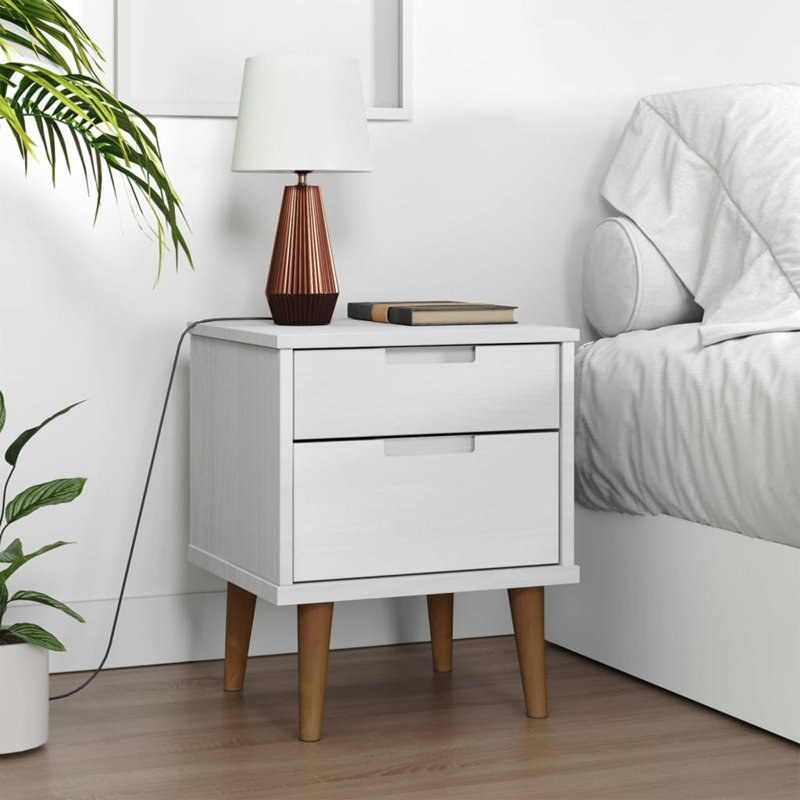 Revis Bedside Cabinet 40X35x48 Cm Solid Wood, White