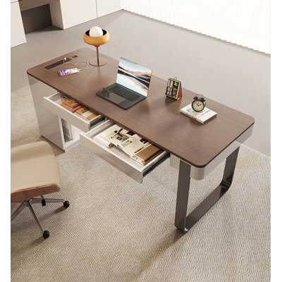 Desk with Two Drawers CPU Compartment and Carbon Steel Legs