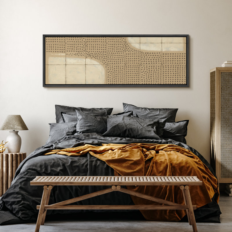 Large Framed Canvas Print Wall Art - Abstract Print for Modern Home Decor, 20" H x 60" W, Black