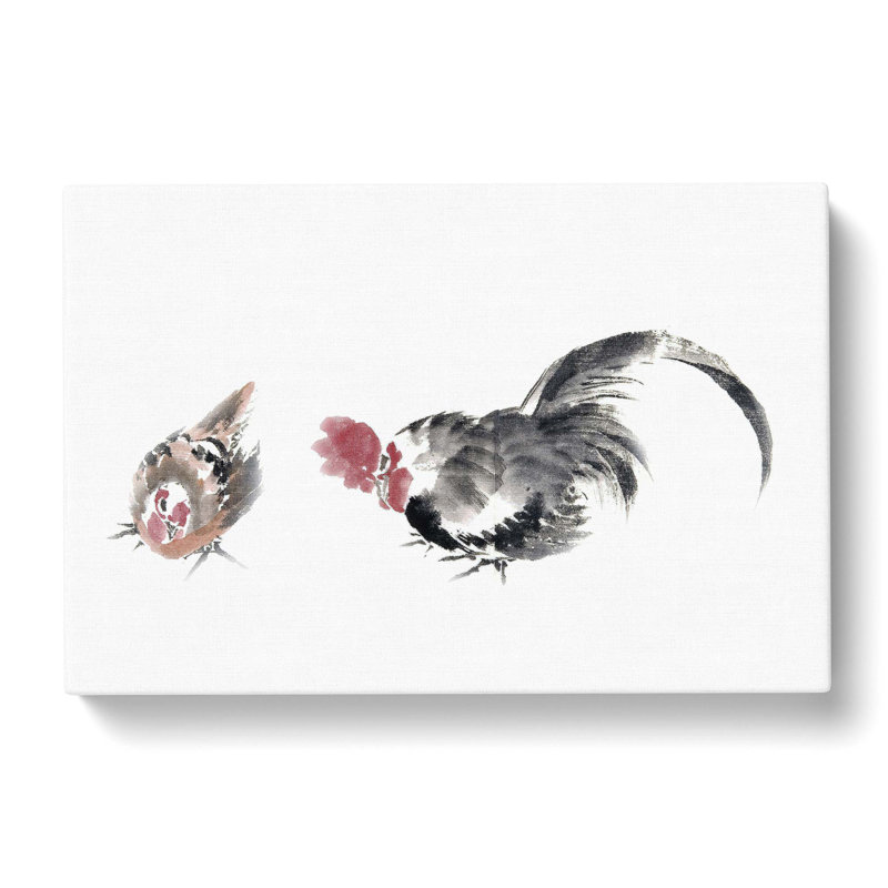 Rooster And Chicken by Katsushika Hokusai - Wrapped Canvas, 35cm H x 50cm W x 3cm D
