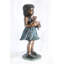 Statue de bronze en bronze tenant un chiot 17 po x 16 po x H 36 po