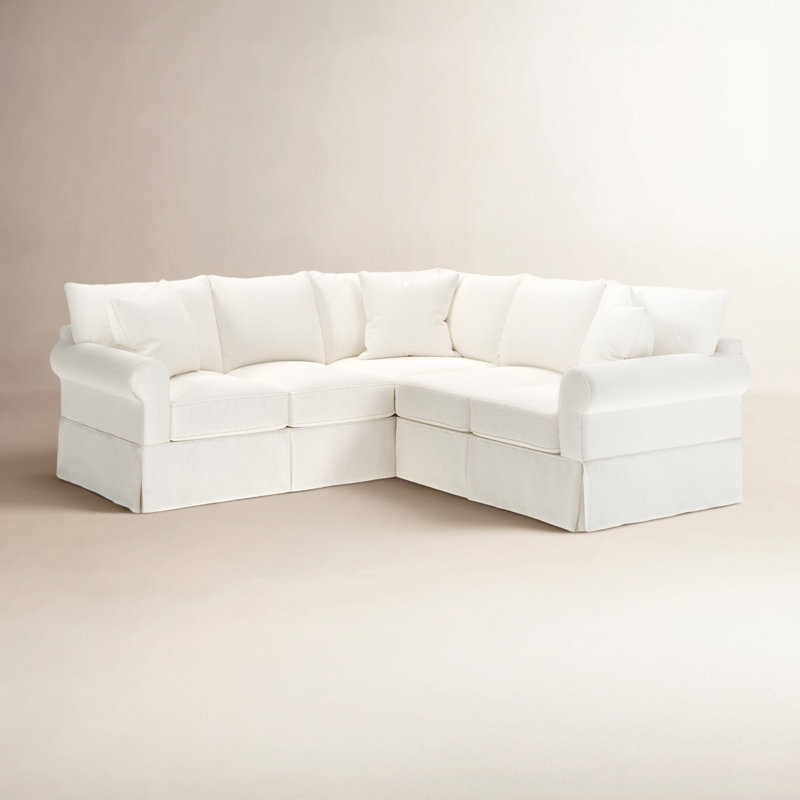 Amari Slipcovered L-Sectional, Left Hand Facing, Bevin Natural Linen Blend