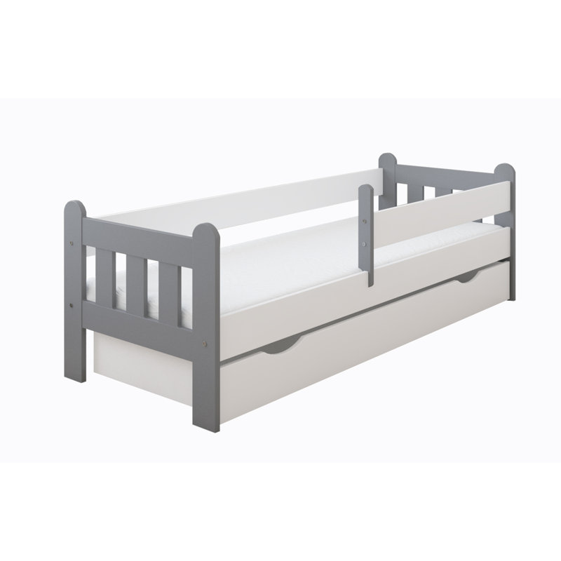 Sherri bed with drawer and mattress, White/Grey, Toddler (140 x 70 cm)