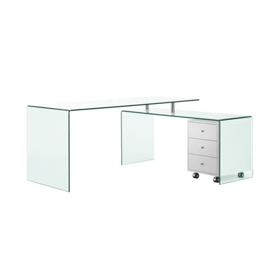 L-Shaped Glass Writing Desk