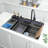 32.3 x 18.9 x 8.3 Inch Stainless Steel Kitchen Sink Single Bowl with Trash Can Integrated Digital Display Waterfall Faucet Multifunction Sink Dishwashing Basin