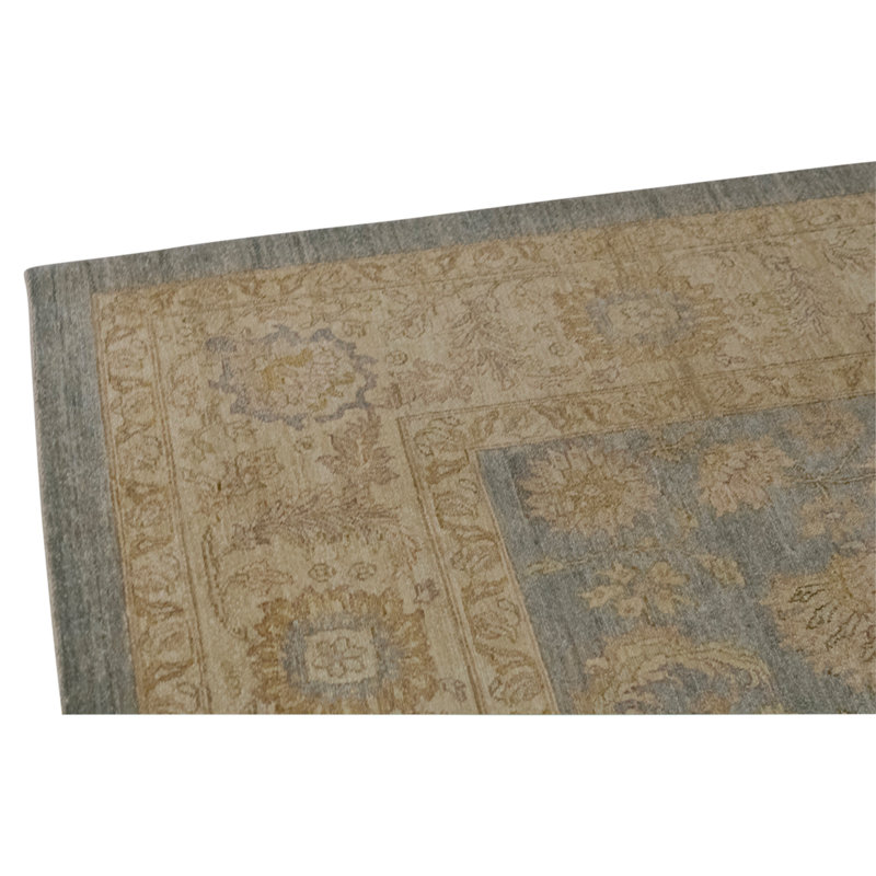 Tapis bleu clair / ivoire noué à la main de haute qualité