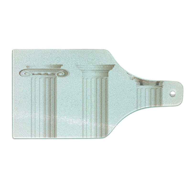Ambesonne Digital Tempered Glass Cutting Board Ionic Doric and Marbles Coconut
