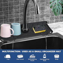 1pc Kitchen Faucet Sink Splash Guard, Silicone Faucet Water Catcher Mat,  Upgraded Design Faucet Handle Drip Catcher Tray, Anti-splash Drain Pad, Sink  Draining Pad Behind Faucet, Grey Rubber Drying Mat For Kitchen