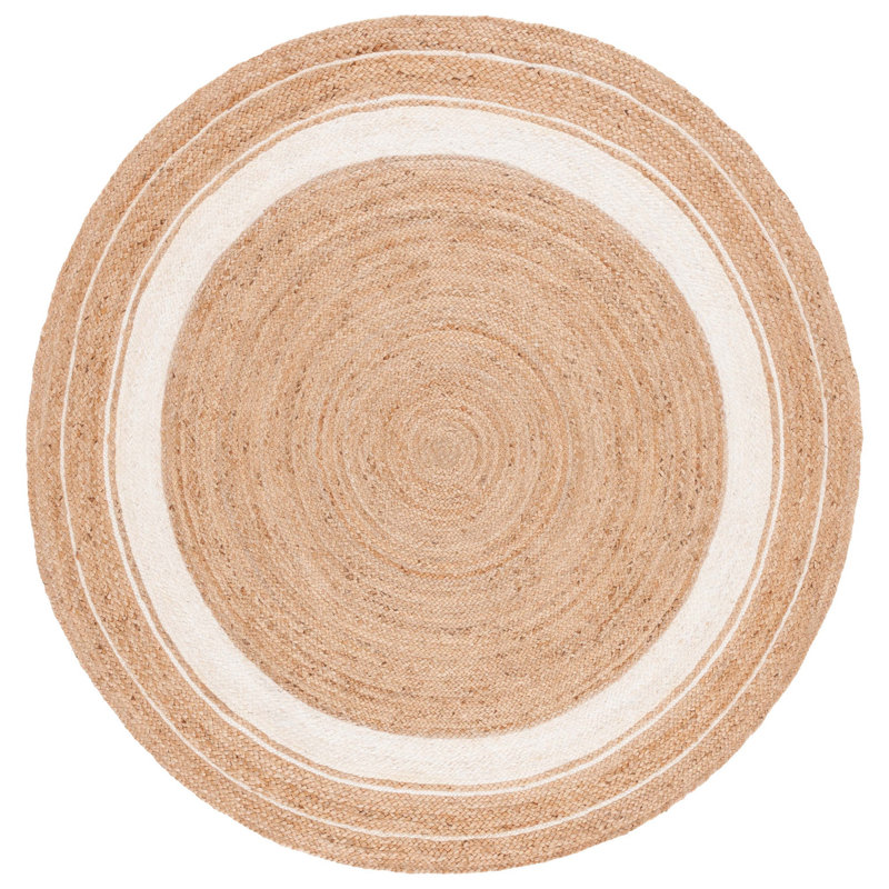 Pellet Natural Fiber Flat Weave Jute Rug, Round 6'