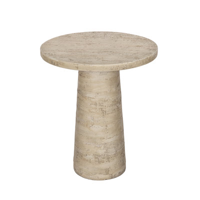 Cream Round Side Table with Pedestal Base