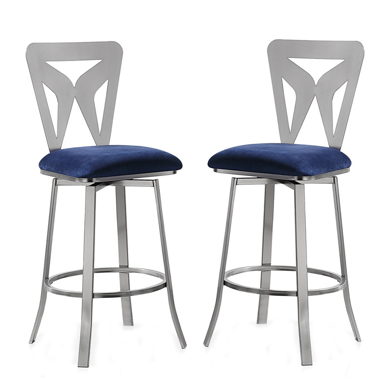 Ollis Swivel Bar & Counter Stool, Navy, Bar Stool (29" Seat Height)