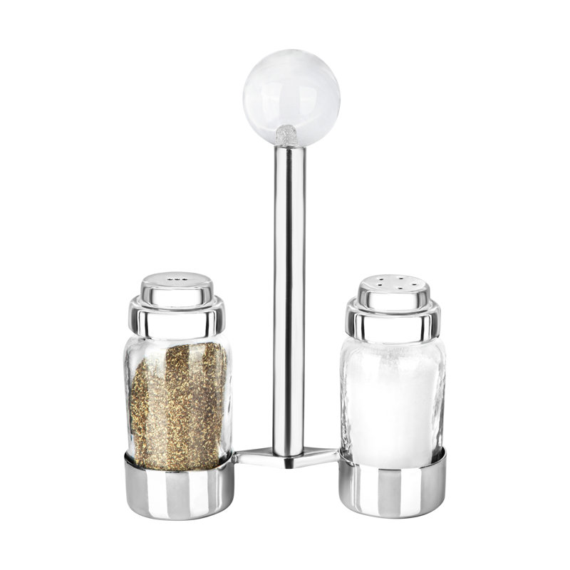 Salt And Pepper Shaker With Clear Knob, Silver/Clear