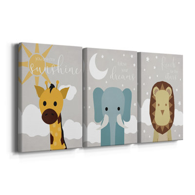 Sunshine Giraffe  -Custom Wrapped Gallery Canvas - 3 Pieces