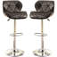 Chaises pour îlot contemporaines de 2, similicuir brun, hauteur réglable par vérin à gaz, base et siège pour l'intérieur de la maison Tabourets de comptoir modernes en métal avec dossier-418951103