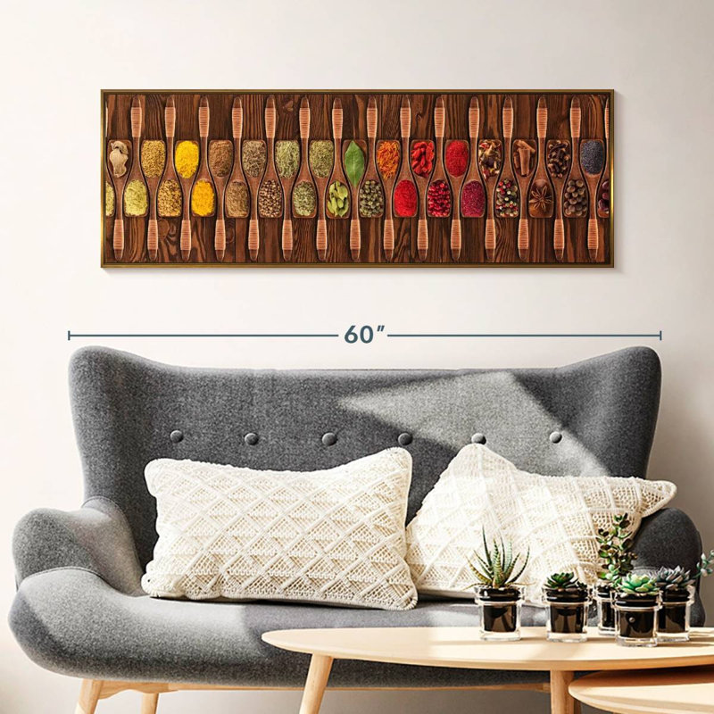 Herbes indiennes, 46" X 16", Cadre flottant doré