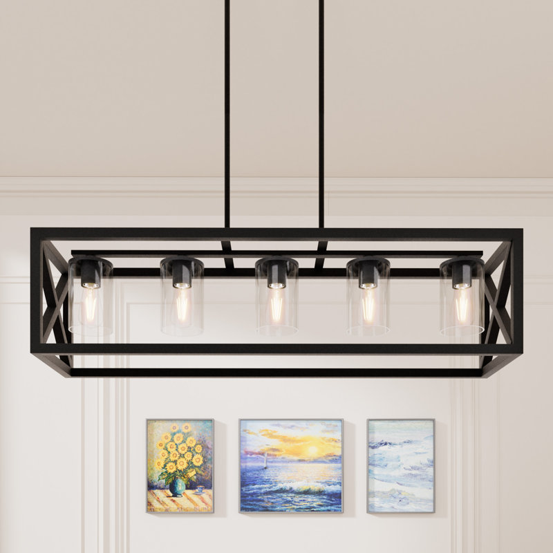 Warthman 5 - Light Pendant, Clear, Matte Black, 5 Lights