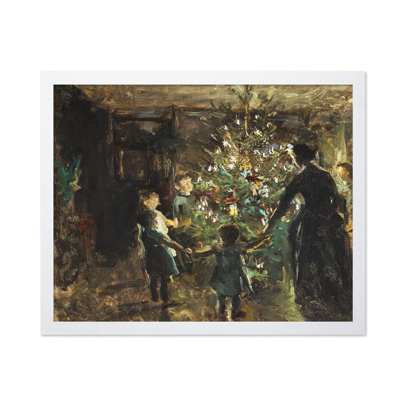 Peinture d'arbre de Noël, Affiche, White Framed, H 08 po x l 10 po