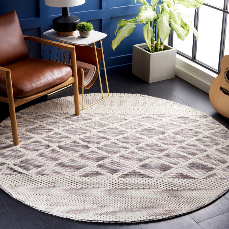 Tapis géométrique en laine / coton tissé à la main Allyx, Rond 6 pi