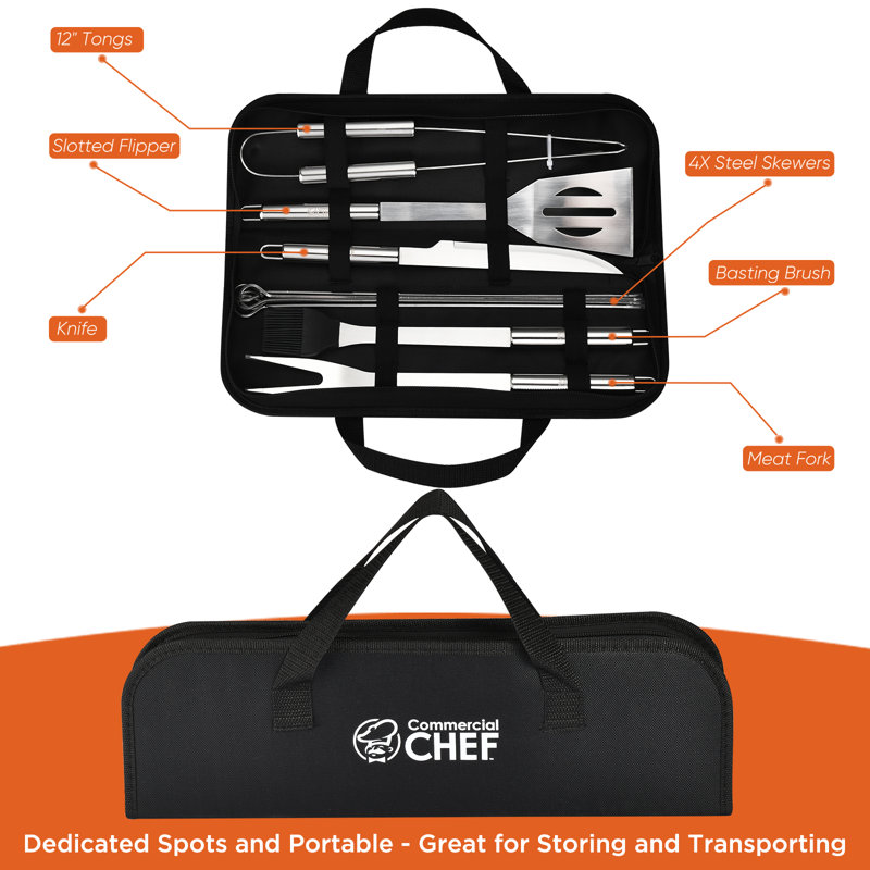 Commercial Chef 10 Piece BBQ Grill Set - Grill Accessories