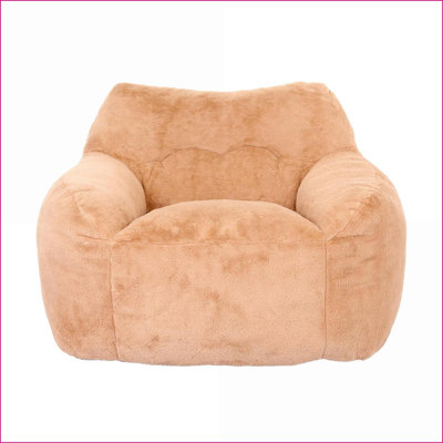 Large Bean Bag Chair with Armrests – High-Density Foam Lazy Sofa for Adults | Faux Fur | Brown