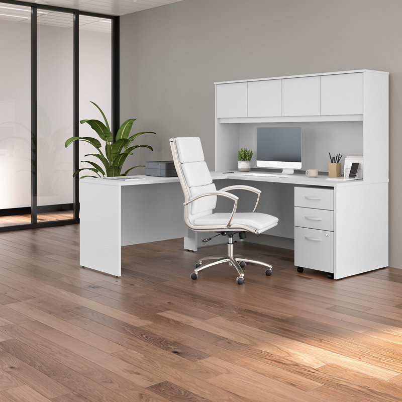 Office 500 Collection 4 Piece Computer Desk Office Set, White