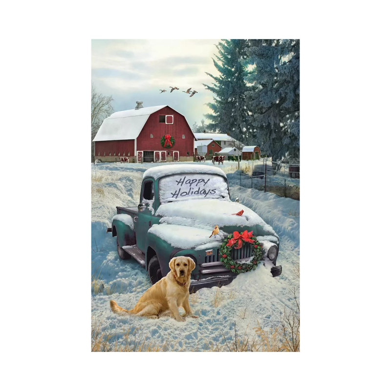 Holiday Truck - Painting on Canvas, 20.32 cm H x 30.48 cm W, Wrapped Canvas