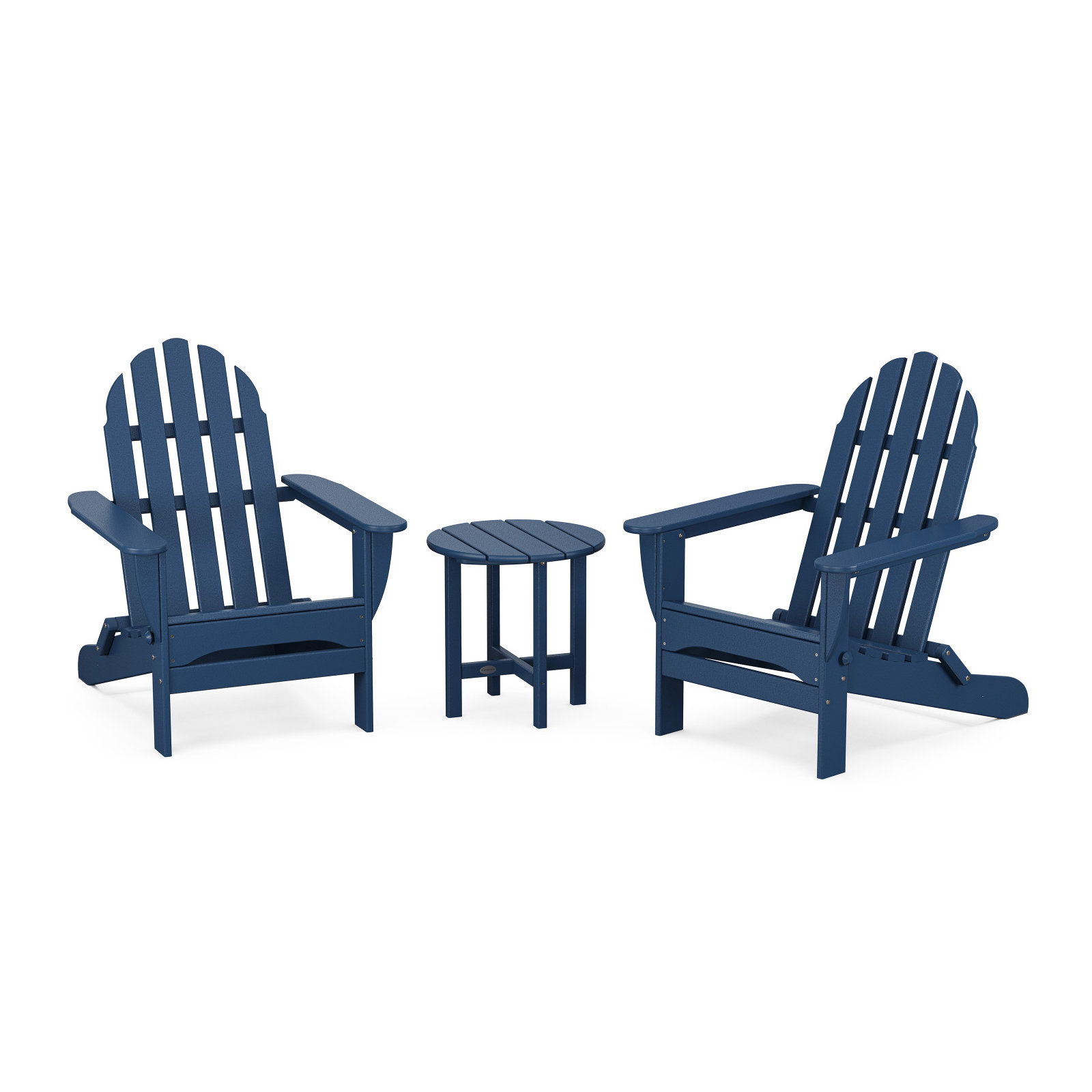 POLYWOOD Classic Folding Adirondack 3-Piece Set, Navy